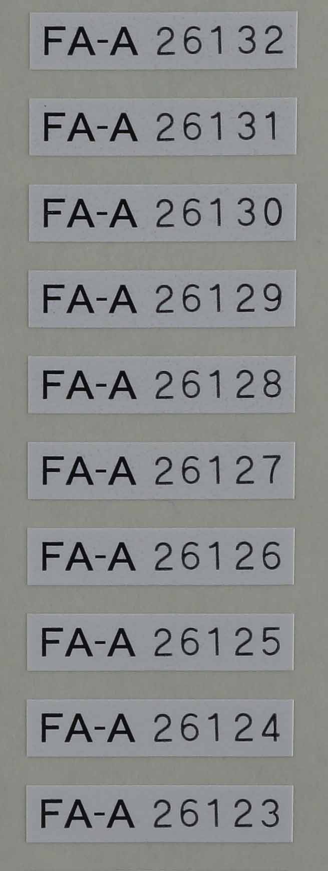 ＦＡ－Ａナンバーリング